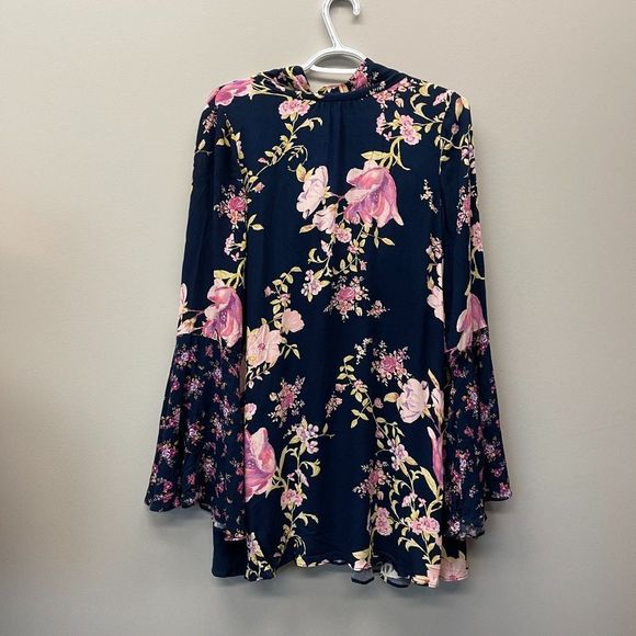 - Free People Tate Floral Print Mock Neck Bell Sleev - Picture 3 of 7